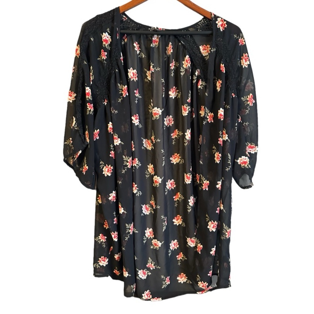 Express Sheer Kimono with Crochet Lace Details
